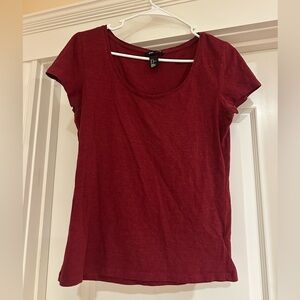 Casual Burgundy Scoop Neck Tee H&M